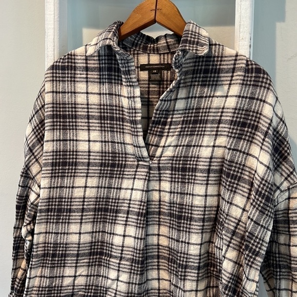 FRENCH connection plaid flannel oversized pullover tunic top size extra small/s - Picture 2 of 8